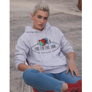 Damska bluza Vintage z kapturem (duże logo) - white