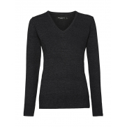 Sweter damski v-neck - charcoal marl