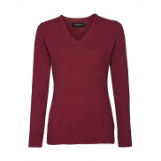 Sweter damski v-neck - cranberry marl