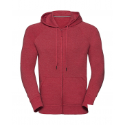 Męska bluza z kapturem na zamek - red marl