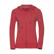 Damska bluza z kapturem na zamek - red marl