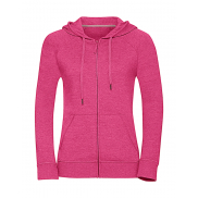 Damska bluza z kapturem na zamek - pink marl