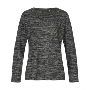 Damski dzianinowy sweter z długim rękawem - dark grey melange