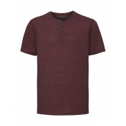 Męski T-shirt HD Henley - maroon marl