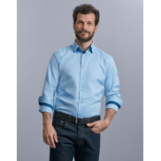 Koszula Tailored Contrast Herringbone - white/silver/convoy grey