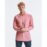 Męska koszula LS Oxford Tailored Washed - white/oxford blue