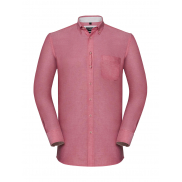Męska koszula LS Oxford Tailored Washed - oxford red/cream