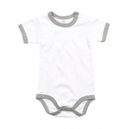 Body dziecięce Ringer - white/heather grey melange