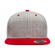 Czapka Dwukolorowa Z Płaskim Daszkiem - heather/red