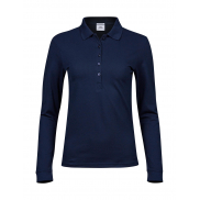 Damskie polo z długim rękawem Luxury Stretch - navy