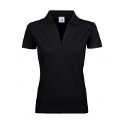 Damskie polo Luxury Stretch V - black