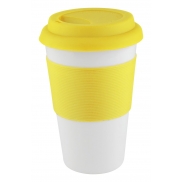 Kubek z elementami silikonu - żółty