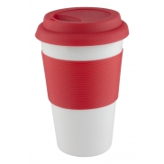 Kubek z elementami silikonu - czerwony