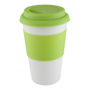 Kubek z elementami silikonu - limonkowy