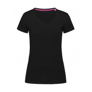 Stretch-T V-neck for women - black opal