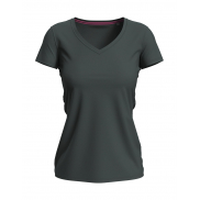Stretch-T V-neck for women - slate grey