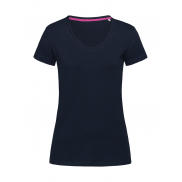 Stretch-T V-neck for women - marina blue