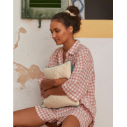 Bawełniana poszewka na poduszkę - natural/french navy