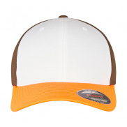 Czapka z daszkiem 3-Tone Flexfit - neonorange/white/olive