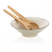 Miska do sałatki Ukiyo, bambusowe sztućce - czarny