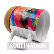 Kubek ceramiczny 370 ml z korkowym elementem | Kate - biały