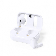 Bezprzewodowe słuchawki douszne RABS, etui ze skóry z recyklingu - brązowy