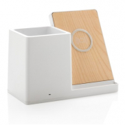 Ładowarka bezprzewodowa 10W, organizer na biurko Ontario - biały