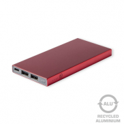 Power bank 4000 mAh z aluminium z recyklingu - czerwony