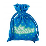 Mała personalizowana torebka/woreczek na prezent - niebieski
