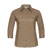 Bluzka z podwijanymi rękawami 3/4 - khaki