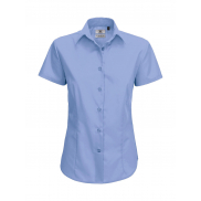 Bluzka popelinowa z krótkimi rękawami Smart SSL/w. - business blue