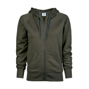 Damska bluza na zamek z kapturem - deep green