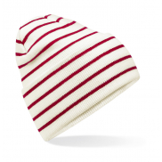 Czapka Beanie w paski - soft white/classic red