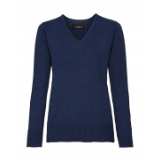 Sweter damski v-neck - denim marl