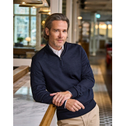 Sweter z krótkim zamkiem - grey melange