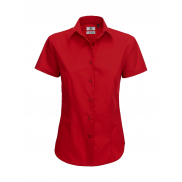 Bluzka popelinowa z krótkimi rękawami Smart SSL/w. - deep red