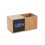 Zegar z przybornikiem na biurko BAMBOO brązowy