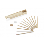 Piórnik z kredkami 12 szt. KRASI beżowy (naturalny)