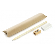 Komplet EKO (ołówek, gumka, temperówka) beżowy (naturalny)