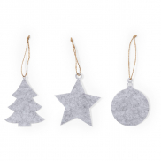 Zestaw filcowych zawieszek świątecznych, 3 szt. - szary