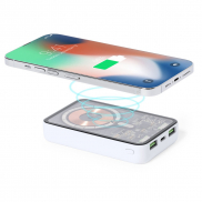 Magnetyczny bezprzewodowy power bank 5000 mAh, ładowarka bezprzewodowa 15W - biały