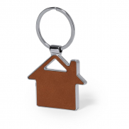 Brelok do kluczy z frontem i tyłem ze skóry z recyklingu - brązowy