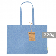 Torba z bawełny z recyklingu na zakupy - niebieski