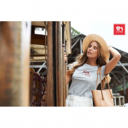 THC SOFIA. Damska koszulka bawełniana taliowana - Terracotta - L