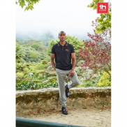 THC ROME. Męska dwukolorowa bawełniana koszulka polo - Szary - M