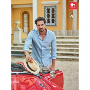 THC PARIS. Popelinowa koszula męska z długim rękawem - Czarny - M