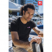 THC SAN MARINO. Męska koszulka z krótkim rękawem z czesanej bawełny - Jasnoy szary melanż - S