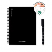 STARTER KIT INFINITEBOOK A5. Zestaw zawiera „Infinitebook”, zestaw do czyszczenia, marker i uchwyt na marker - Czarny