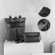 ROVER BACKPACK. Plecak z mikrofibry i PU - Czarny