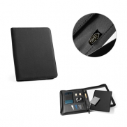 EMERGE FOLDER. Teczka A4 poliestru pochodzącego (100% rPET) 300D z zamkiem błyskawicznym - Czarny